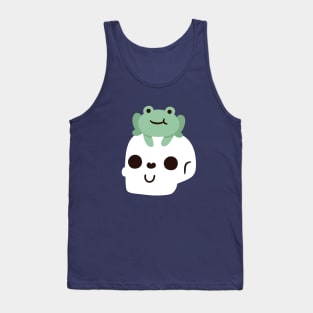 Cute Frog On Happy Skull Skeleton Tank Top